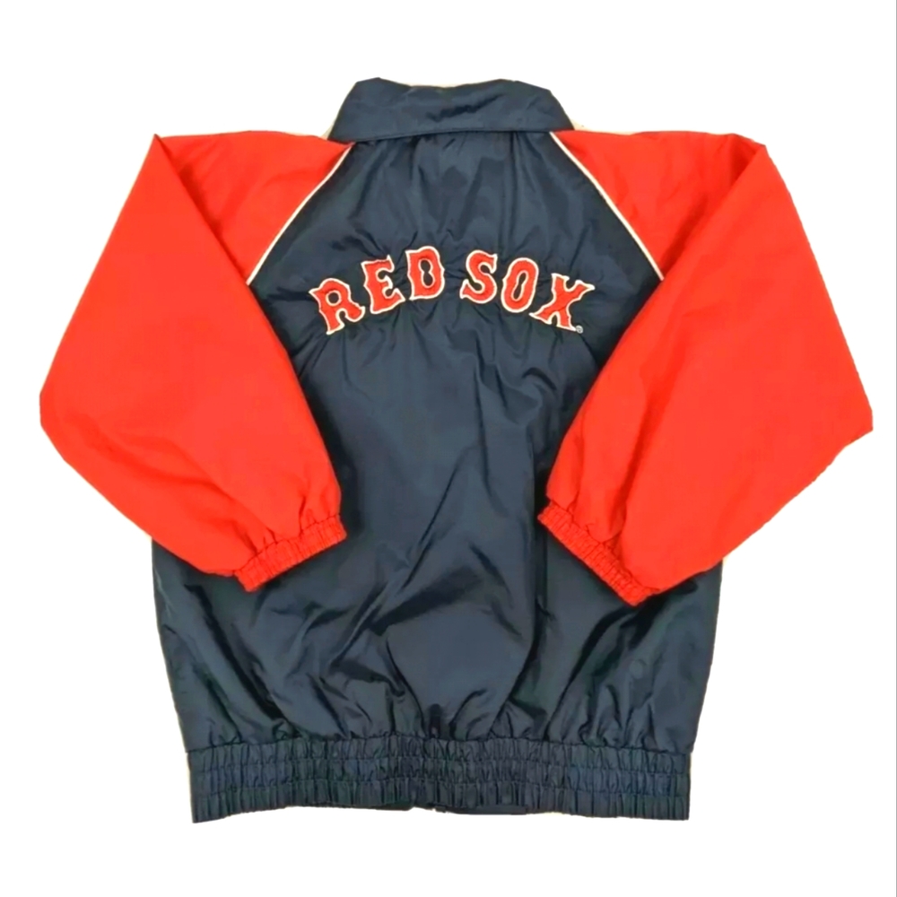 MLB Boston Red Sox Kid Athlete 3T Full Zip Windbreaker Jacket Navy Red GUC